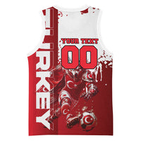 Personalized Turkey Football Basketball Jersey Turkish Flag Grey Wolf Skyline
