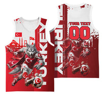 Personalized Turkey Football Basketball Jersey Turkish Flag Grey Wolf Skyline