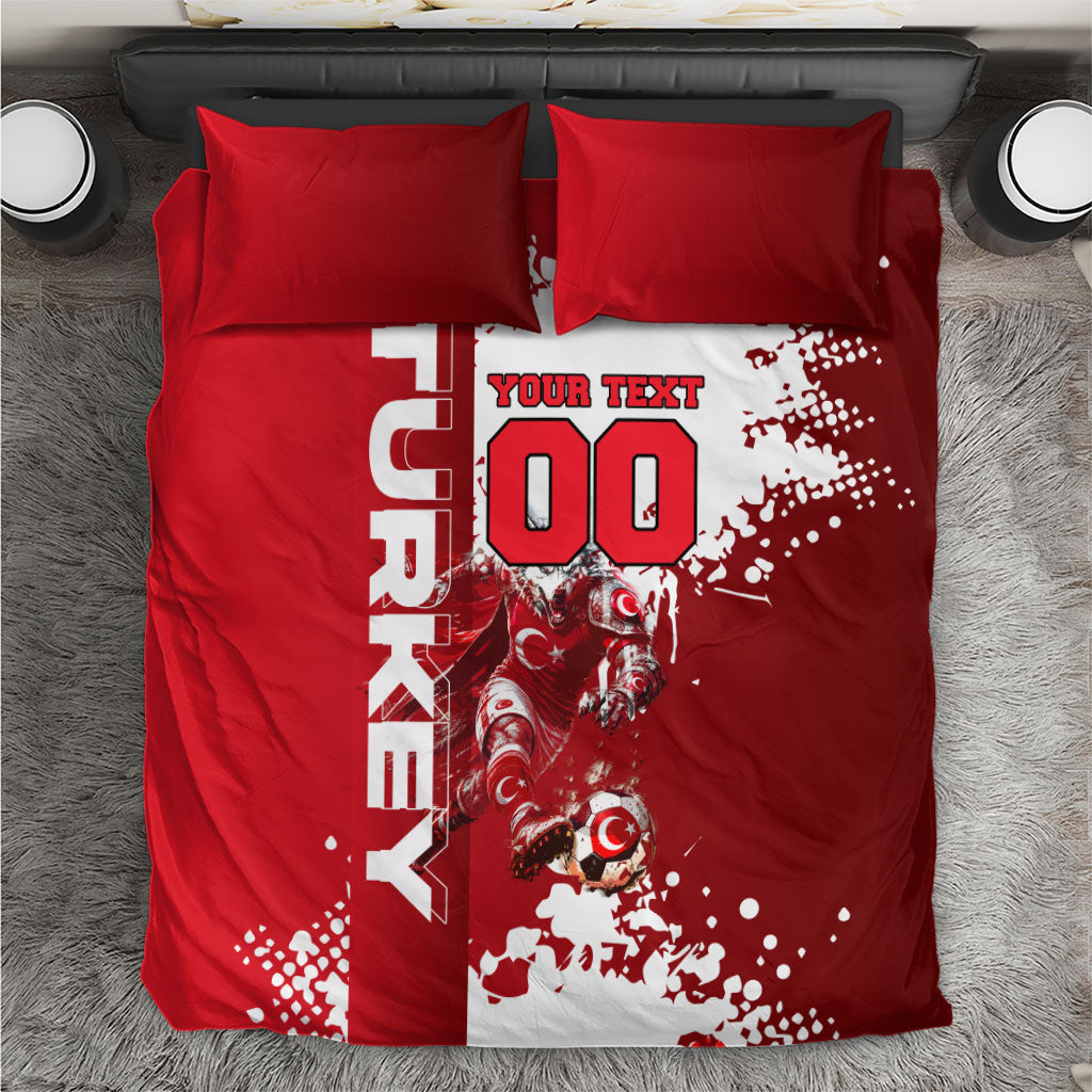 Personalized Turkey Football Bedding Set Turkish Flag Grey Wolf Skyline