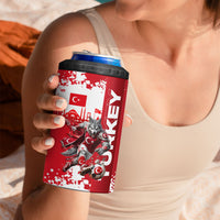 Personalized Turkey Football 4 in 1 Can Cooler Tumbler Turkish Flag Grey Wolf Skyline