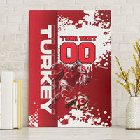 Personalized Turkey Football Canvas Wall Art Turkish Flag Grey Wolf Skyline