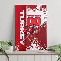 Personalized Turkey Football Canvas Wall Art Turkish Flag Grey Wolf Skyline