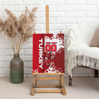 Personalized Turkey Football Canvas Wall Art Turkish Flag Grey Wolf Skyline