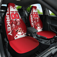 Personalized Turkey Football Car Seat Cover Turkish Flag Grey Wolf Skyline