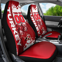 Personalized Turkey Football Car Seat Cover Turkish Flag Grey Wolf Skyline