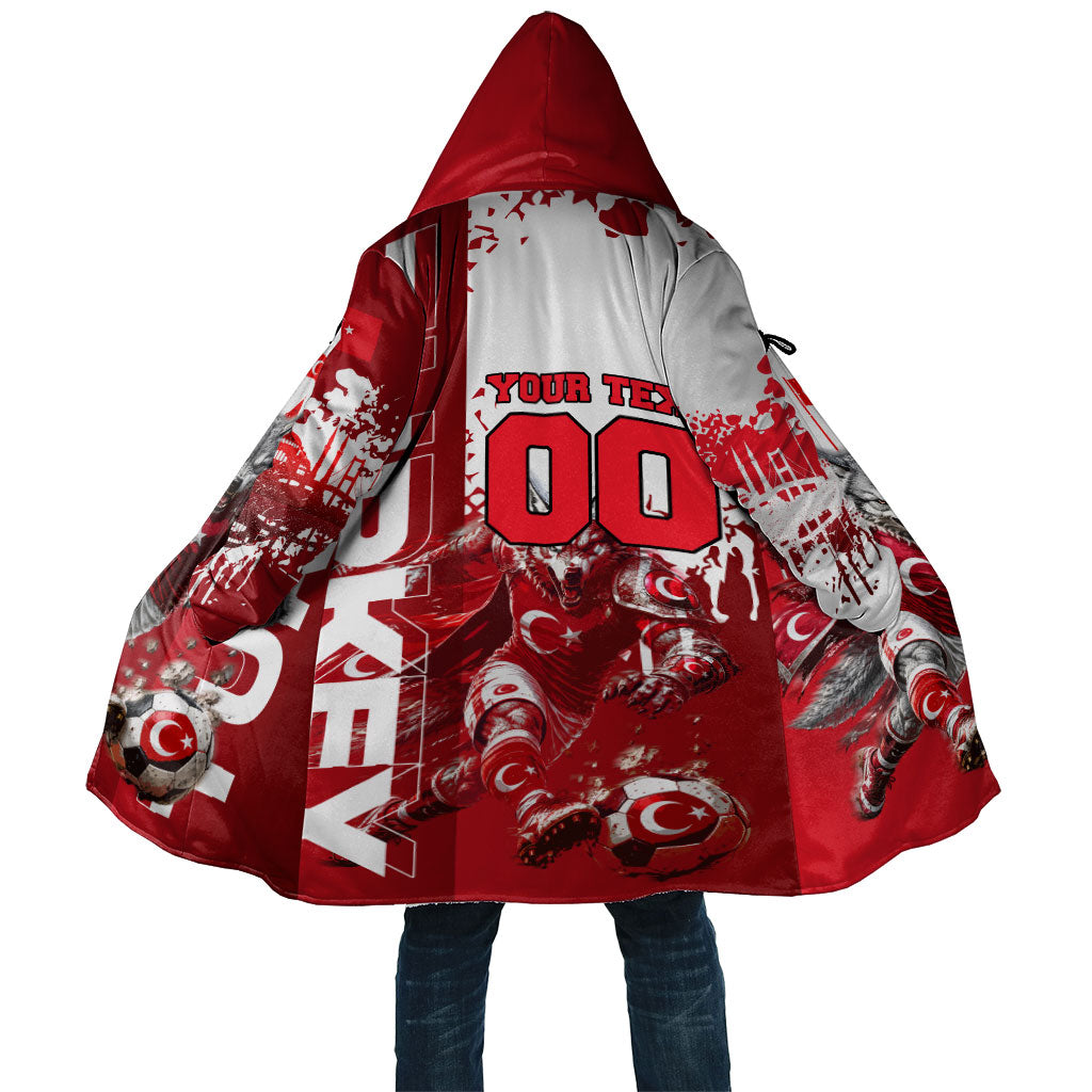 Personalized Turkey Football Cloak Turkish Flag Grey Wolf Skyline