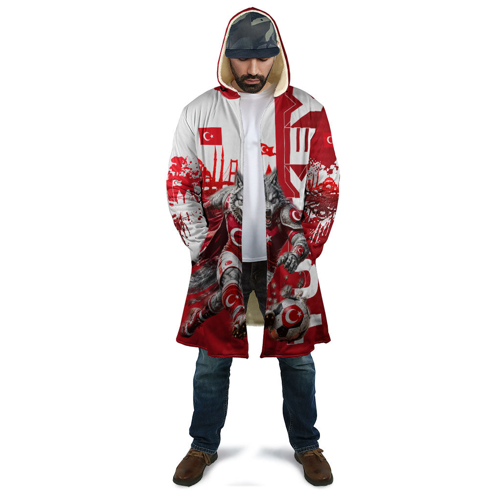 Personalized Turkey Football Cloak Turkish Flag Grey Wolf Skyline