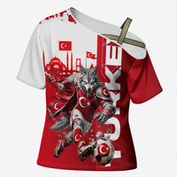 Personalized Turkey Football Cross Shoulder Shirt Turkish Flag Grey Wolf Skyline