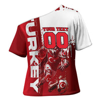Personalized Turkey Football Cross Shoulder Shirt Turkish Flag Grey Wolf Skyline