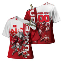 Personalized Turkey Football Cross Shoulder Shirt Turkish Flag Grey Wolf Skyline