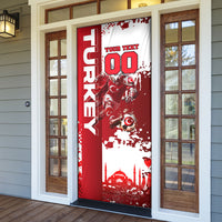 Personalized Turkey Football Door Cover Turkish Flag Grey Wolf Skyline