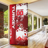 Personalized Turkey Football Door Cover Turkish Flag Grey Wolf Skyline