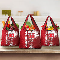 Personalized Turkey Football Grocery Bag Turkish Flag Grey Wolf Skyline