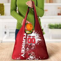 Personalized Turkey Football Grocery Bag Turkish Flag Grey Wolf Skyline