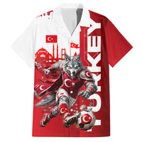 Personalized Turkey Football Hawaiian Shirt Turkish Flag Grey Wolf Skyline