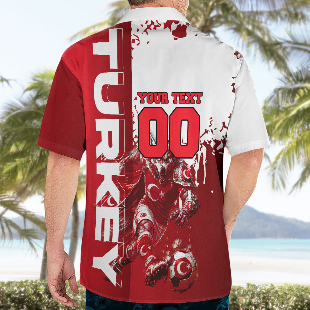 Personalized Turkey Football Hawaiian Shirt Turkish Flag Grey Wolf Skyline