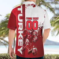 Personalized Turkey Football Hawaiian Shirt Turkish Flag Grey Wolf Skyline