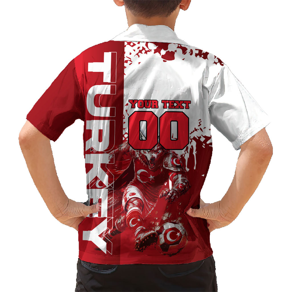 Personalized Turkey Football Hawaiian Shirt Turkish Flag Grey Wolf Skyline