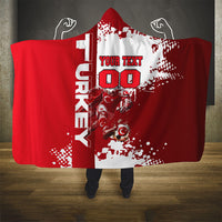 Personalized Turkey Football Hooded Blanket Turkish Flag Grey Wolf Skyline
