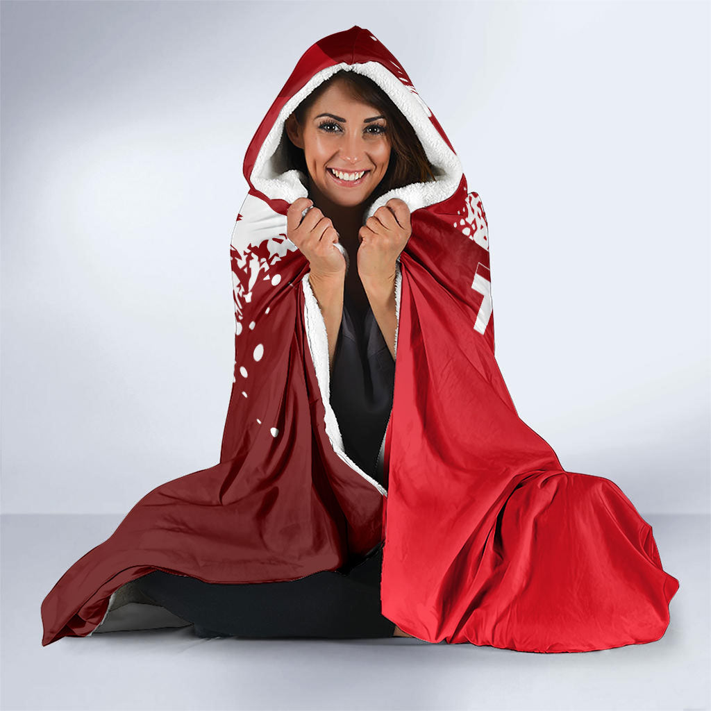 Personalized Turkey Football Hooded Blanket Turkish Flag Grey Wolf Skyline