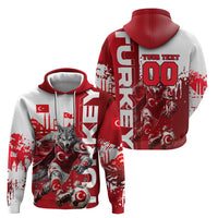 Personalized Turkey Football Hoodie Turkish Flag Grey Wolf Skyline
