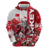 Personalized Turkey Football Hoodie Turkish Flag Grey Wolf Skyline