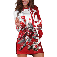 Personalized Turkey Football Hoodie Dress Turkish Flag Grey Wolf Skyline
