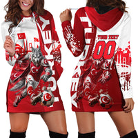 Personalized Turkey Football Hoodie Dress Turkish Flag Grey Wolf Skyline