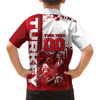 Personalized Turkey Football Kid Hawaiian Shirt Turkish Flag Grey Wolf Skyline