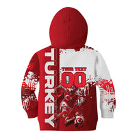 Personalized Turkey Football Kid Hoodie Turkish Flag Grey Wolf Skyline