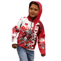 Personalized Turkey Football Kid Hoodie Turkish Flag Grey Wolf Skyline