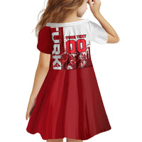 Personalized Turkey Football Kid Short Sleeve Dress Turkish Flag Grey Wolf Skyline