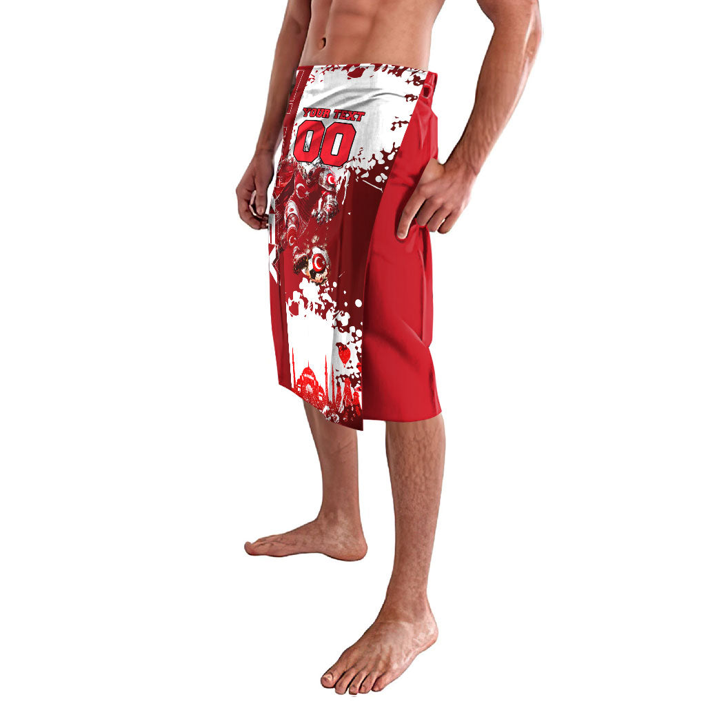 Personalized Turkey Football Lavalava Turkish Flag Grey Wolf Skyline