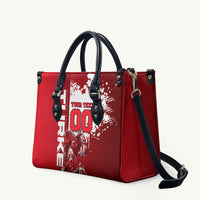 Personalized Turkey Football Leather Bag Turkish Flag Grey Wolf Skyline