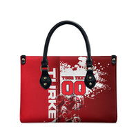 Personalized Turkey Football Leather Bag Turkish Flag Grey Wolf Skyline