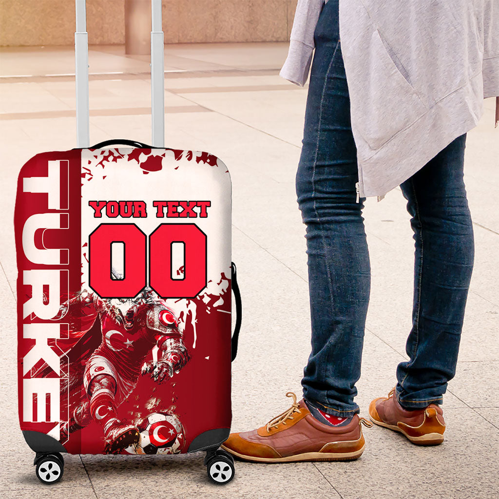 Personalized Turkey Football Luggage Cover Turkish Flag Grey Wolf Skyline