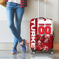 Personalized Turkey Football Luggage Cover Turkish Flag Grey Wolf Skyline