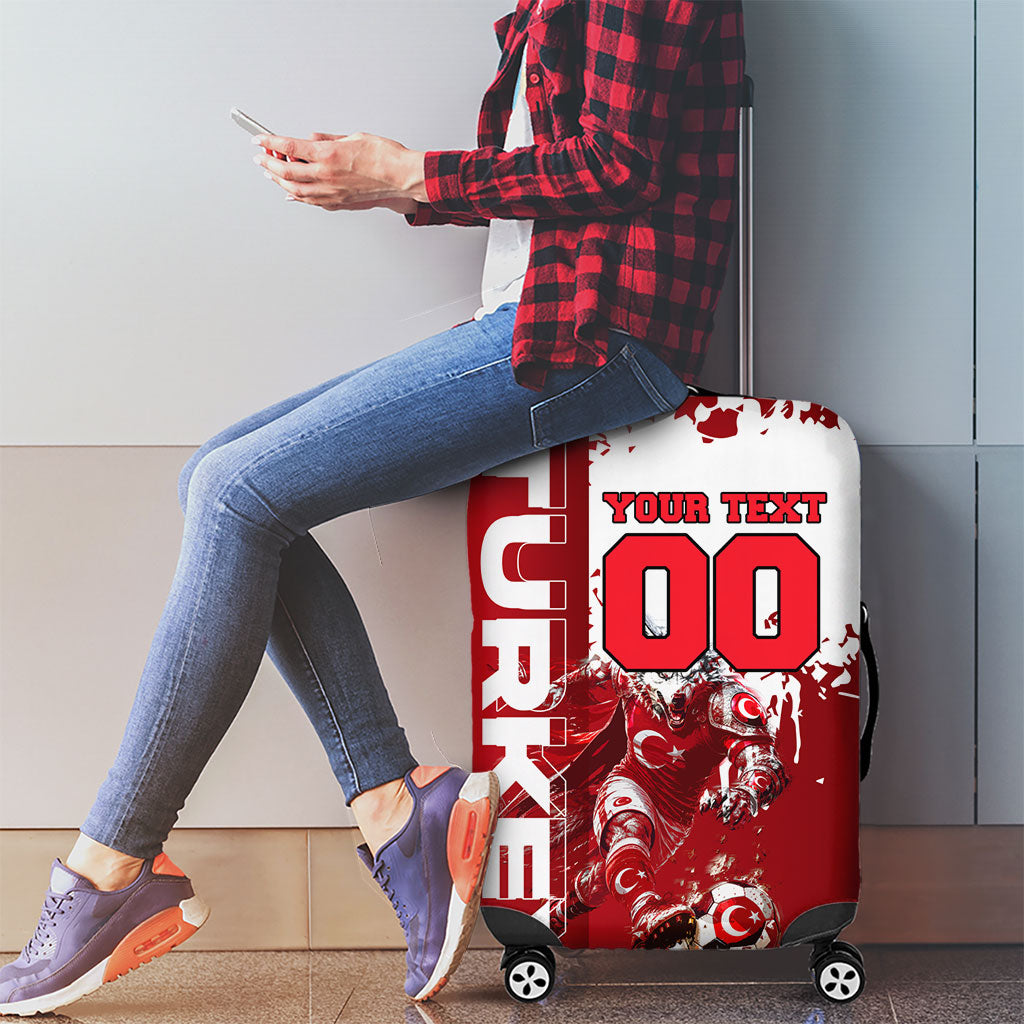 Personalized Turkey Football Luggage Cover Turkish Flag Grey Wolf Skyline
