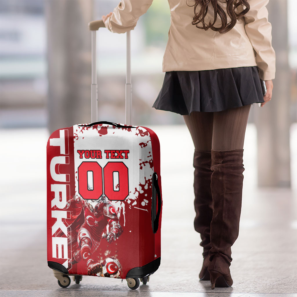 Personalized Turkey Football Luggage Cover Turkish Flag Grey Wolf Skyline
