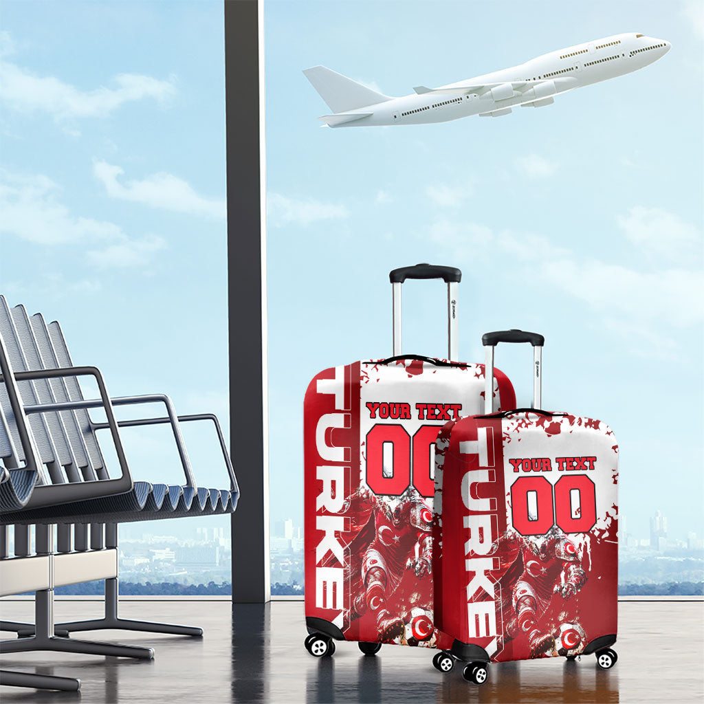 Personalized Turkey Football Luggage Cover Turkish Flag Grey Wolf Skyline