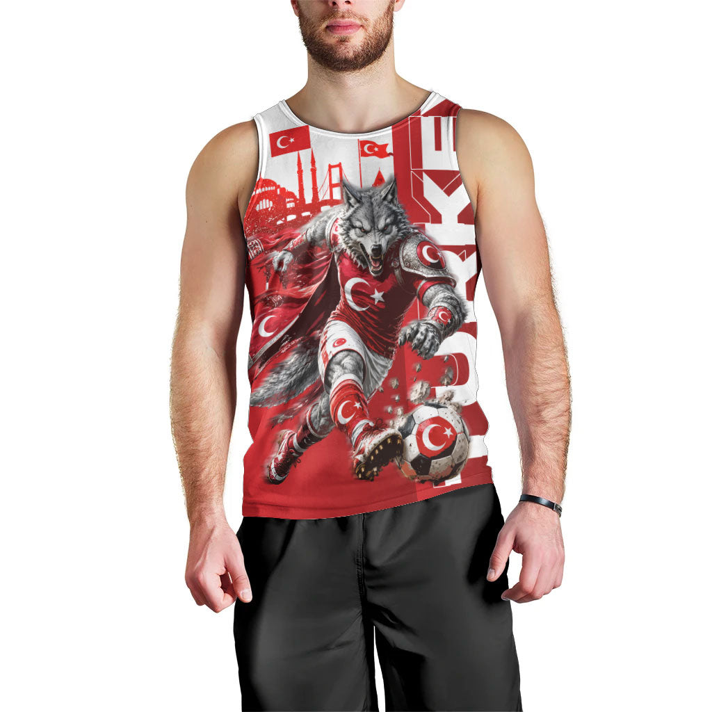Personalized Turkey Football Men Tank Top Turkish Flag Grey Wolf Skyline