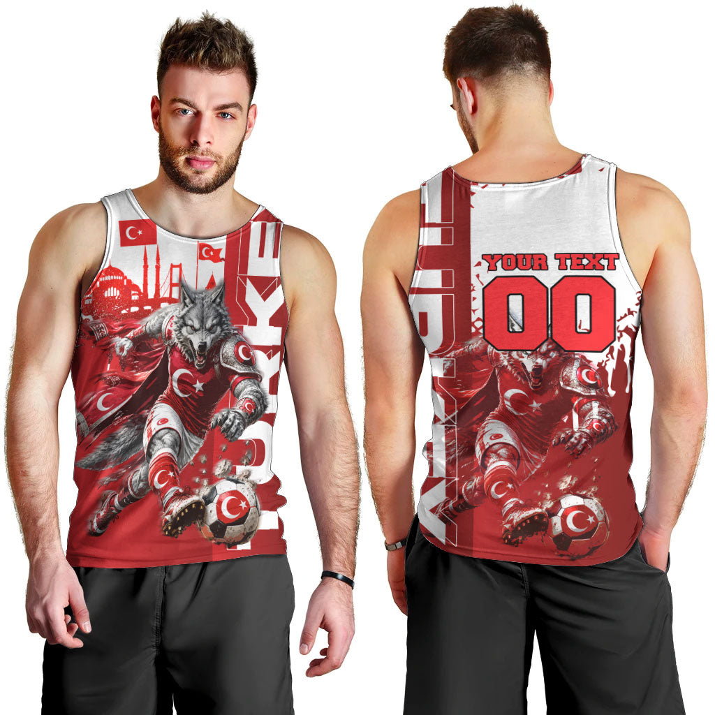 Personalized Turkey Football Men Tank Top Turkish Flag Grey Wolf Skyline