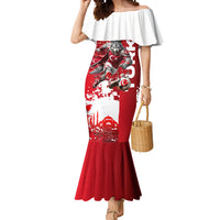 Personalized Turkey Football Mermaid Dress Turkish Flag Grey Wolf Skyline