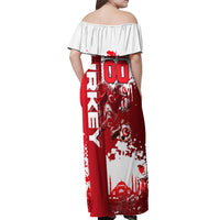 Personalized Turkey Football Off Shoulder Maxi Dress Turkish Flag Grey Wolf Skyline