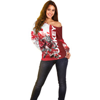 Personalized Turkey Football Off Shoulder Sweater Turkish Flag Grey Wolf Skyline