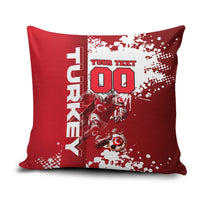 Personalized Turkey Football Pillow Cover Turkish Flag Grey Wolf Skyline