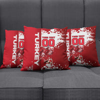 Personalized Turkey Football Pillow Cover Turkish Flag Grey Wolf Skyline