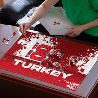 Personalized Turkey Football Puzzle Turkish Flag Grey Wolf Skyline