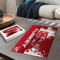 Personalized Turkey Football Puzzle Turkish Flag Grey Wolf Skyline