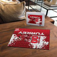 Personalized Turkey Football Puzzle Turkish Flag Grey Wolf Skyline